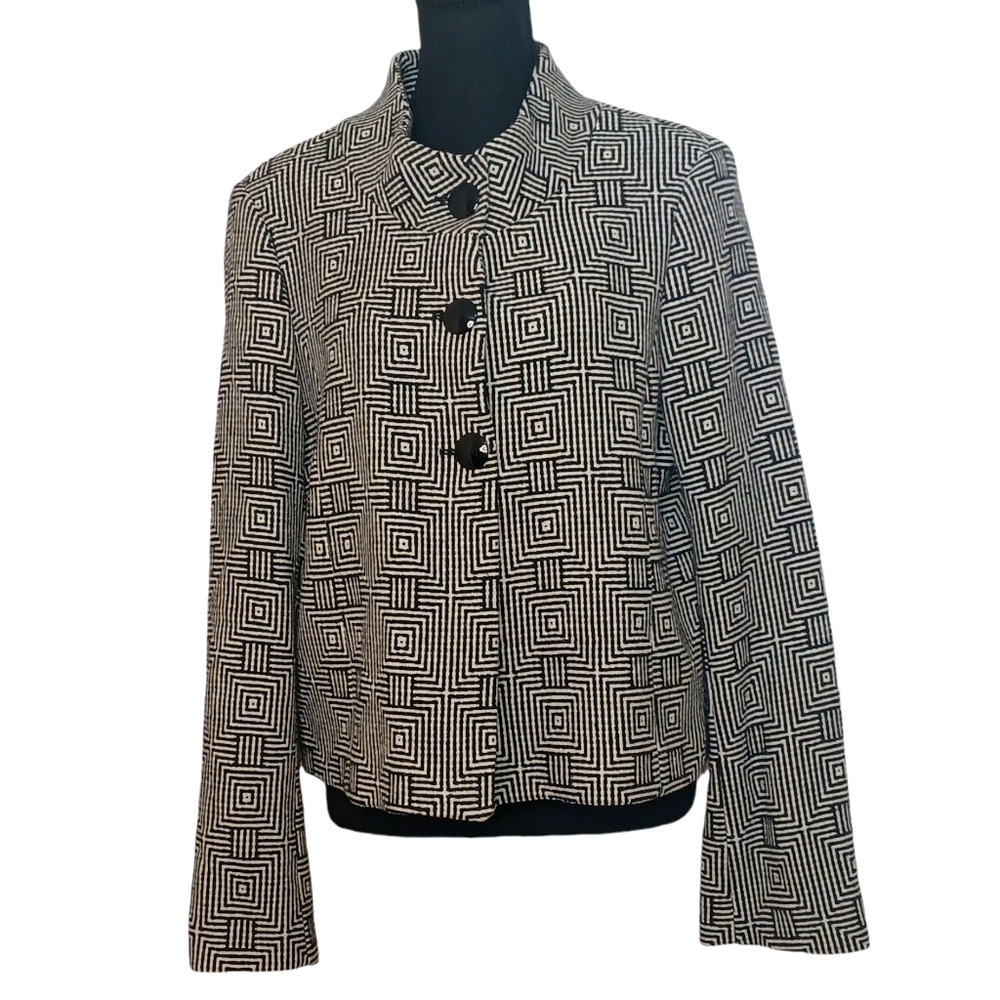 Austin Reed Tweed Wool Blend 3-Button Academia Jacket Blazer Women's Sz 12